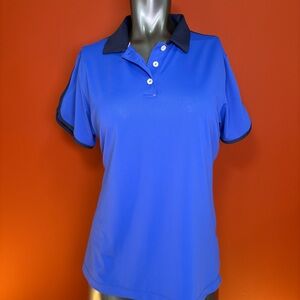 Peter Millar W’s Bright Blue Polo w/ Navy Stripes
